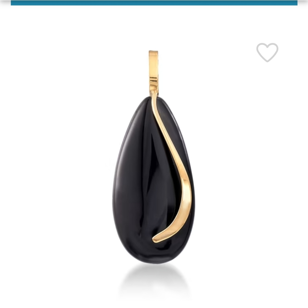 Ross-Simons Onyx Teardrop Pendant in 14kt Yellow Gold.